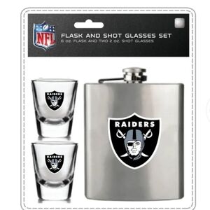 Las Vegas Raiders Flask and Shot Glass Set